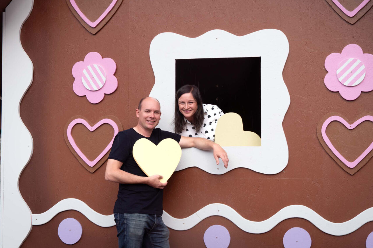 Enterpreneurs Ville and Heidi Haavikko, with one the Piparina Houses in under construction. 